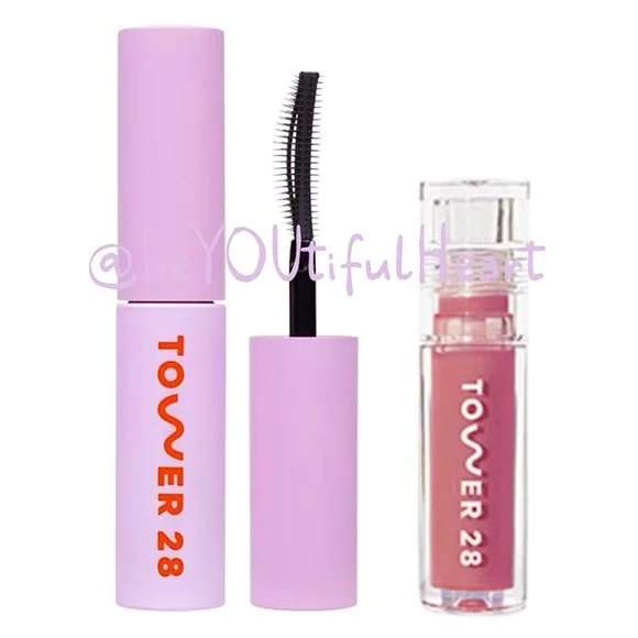 Tower 28 Beauty Mini Lashes and Lips Duo - MakeWaves Mascara & ShineOn Lip Jelly - Picture 1 of 16